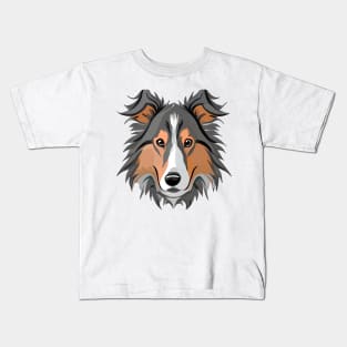 A head of a collie dog in front view Kids T-Shirt